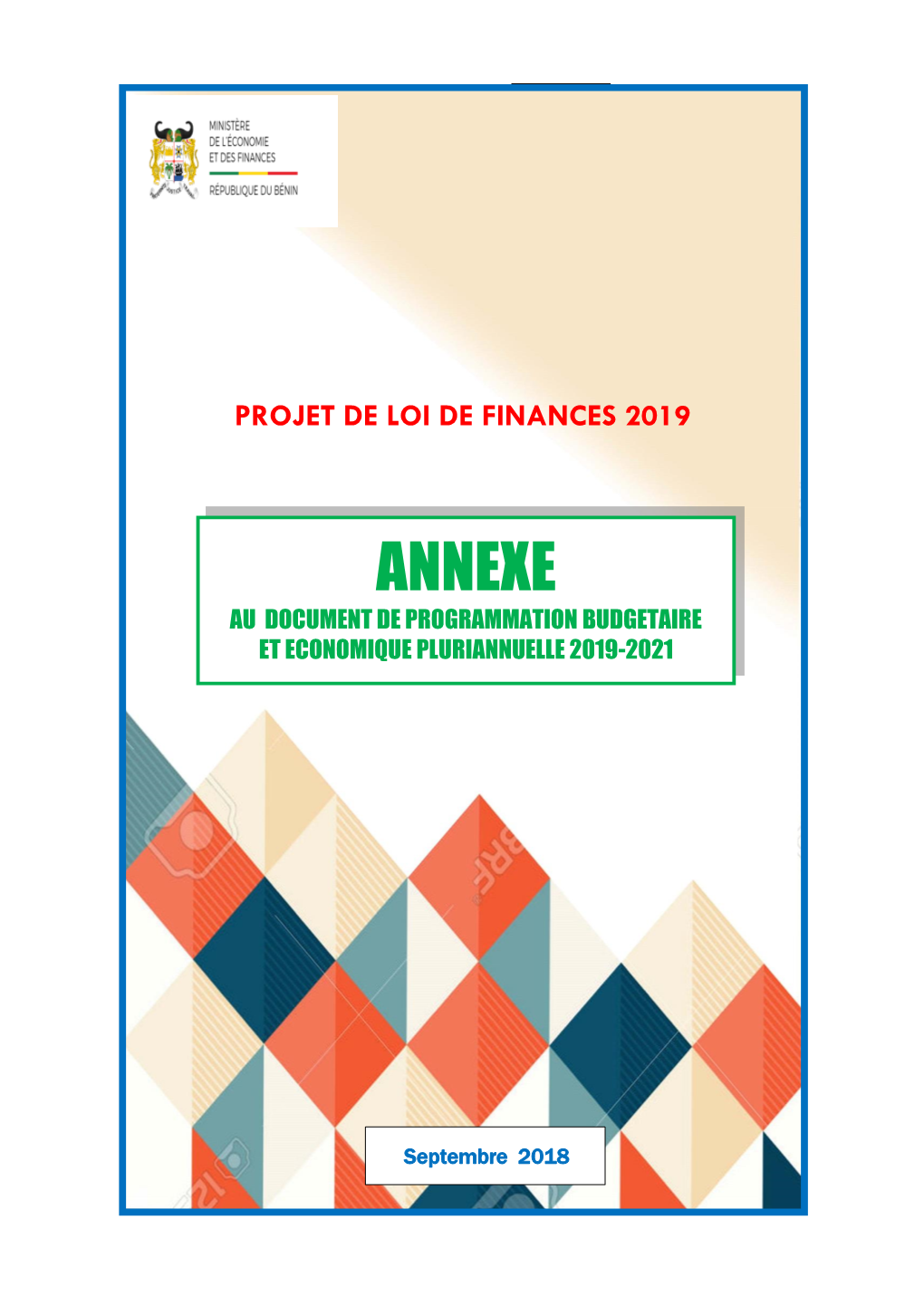 Annexe Au Document De Programmation Budgetaire Et Economique Pluriannuelle 2019-2021