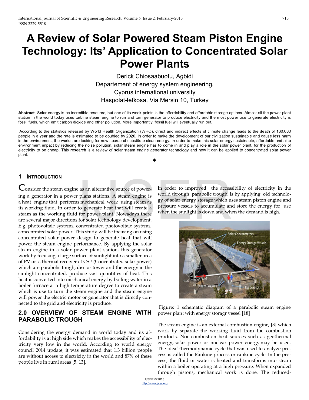 A Review of Solar Powered Steam Piston Engine Technology