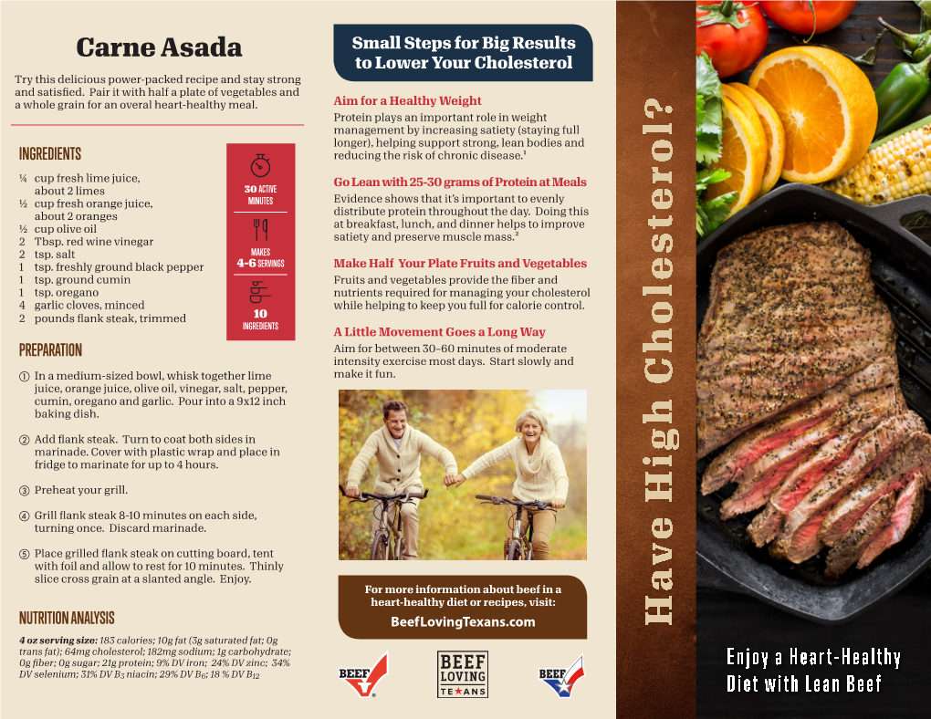 Carne Asada Small Steps for Big Results to Lower Your Cholesterol Try This Delicious Power-Packed Recipe and Stay Strong and Satisfied