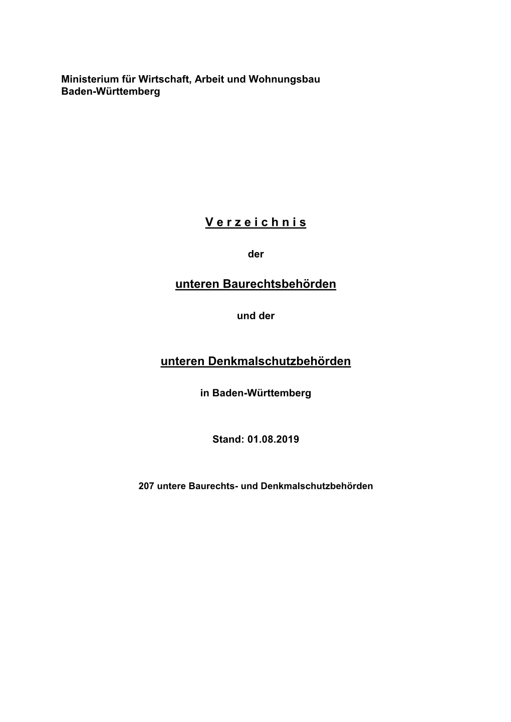 Verzeichnis Der Unteren Baurechtsbehörden (PDF)