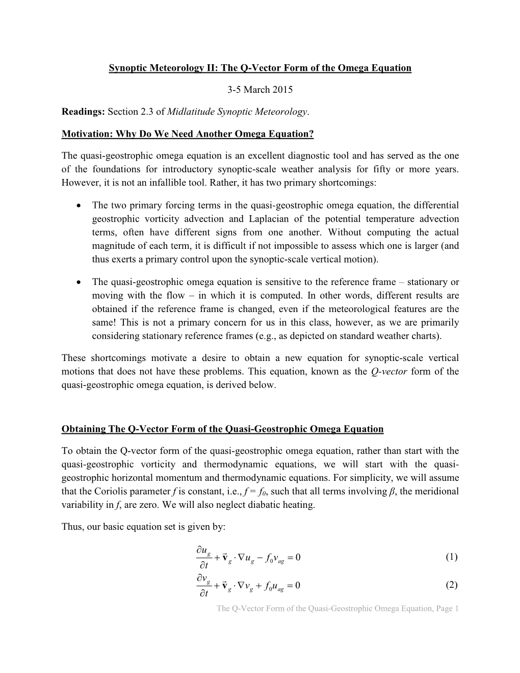 Synoptic Meteorology II: the Q-Vector Form of the Omega Equation 3-5