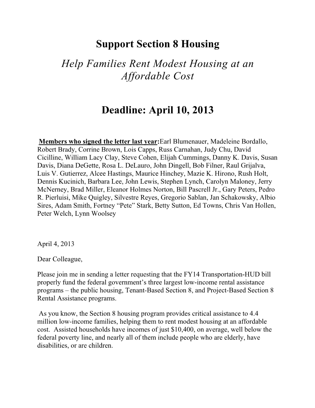 Support Section 8 Housing Help Families Rent Modest Housing at an Affordable Cost