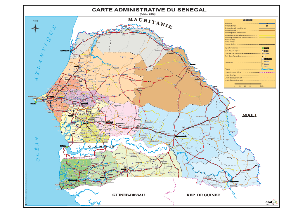 CARTE ADMINISTRATIVE DU SENEGAL (Édition 2018)