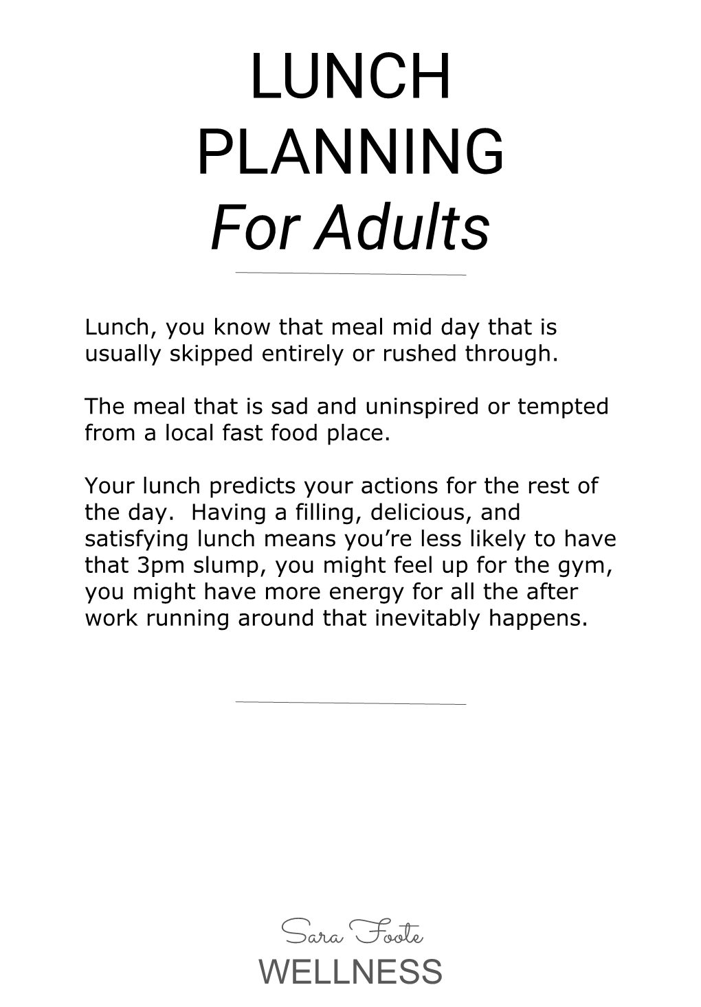 LUNCH PLANNING for Adults