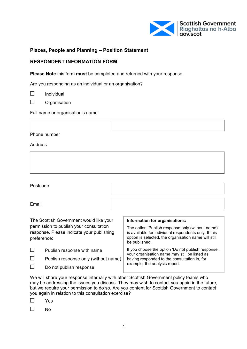 Places, People and Planning Position Statement