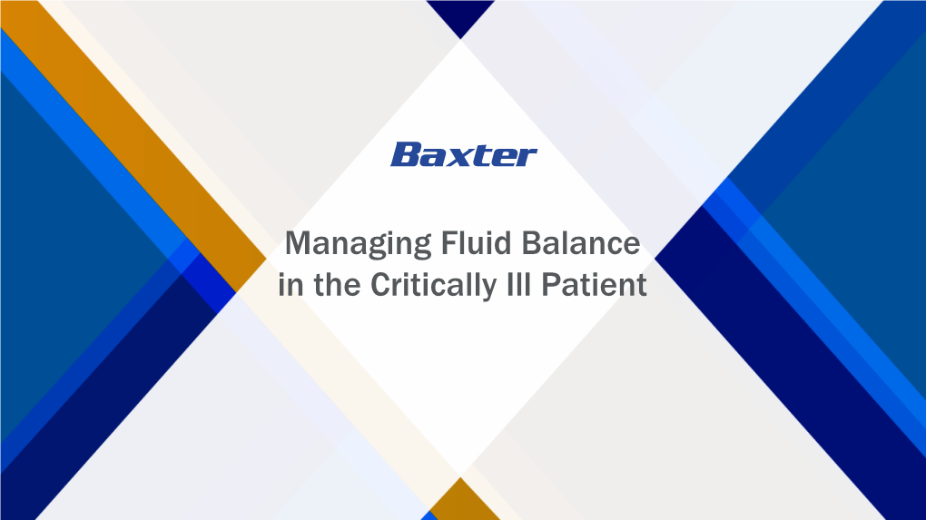 Fluid Balance in the Critically Ill Patient