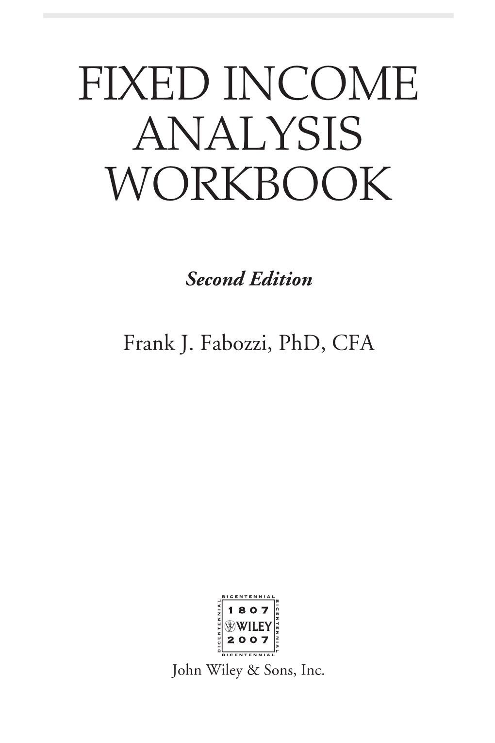 Fixed Income Analysis Workbook