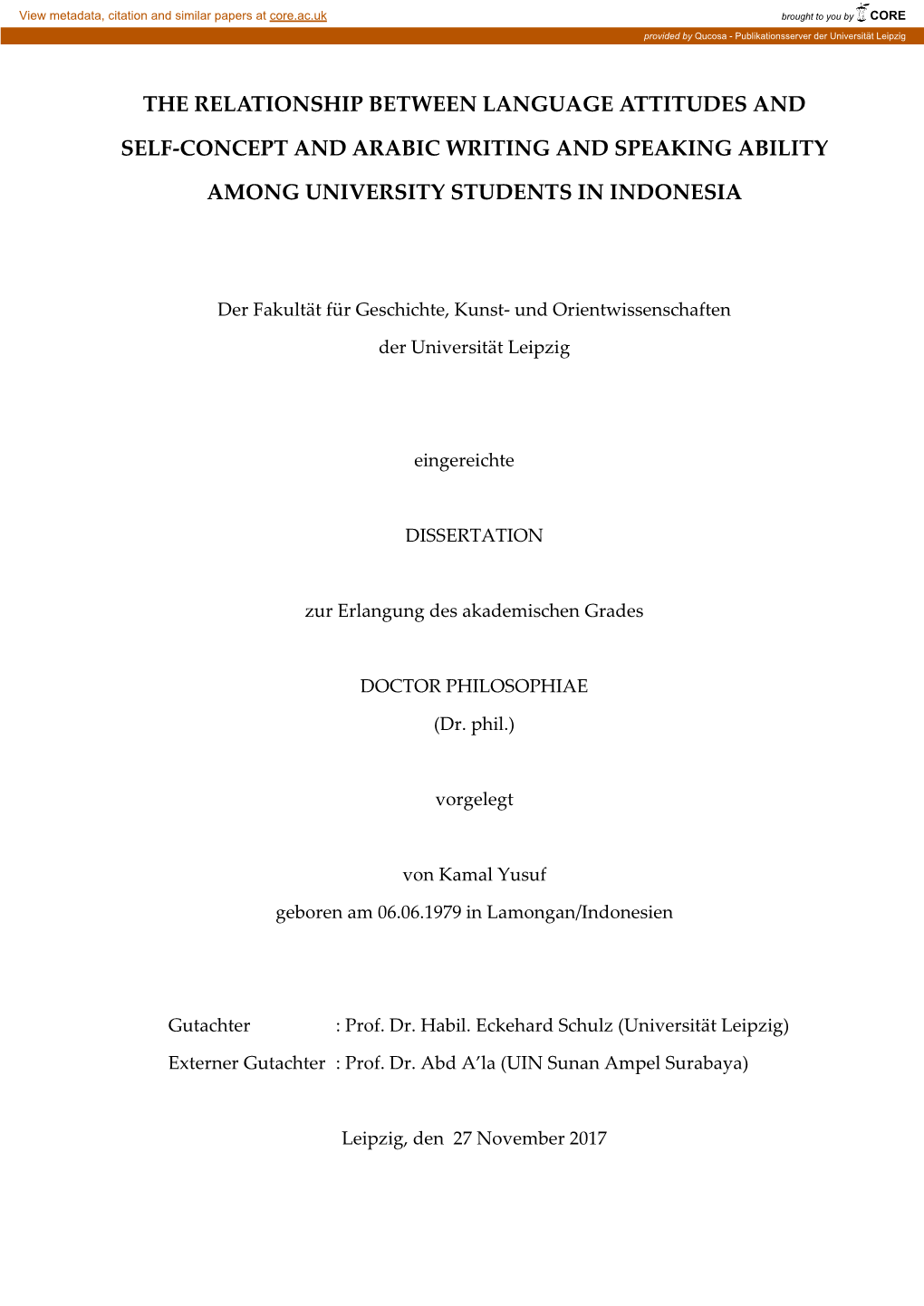 The Relationship Between Language Attitudes and Self-Concept with Arabic