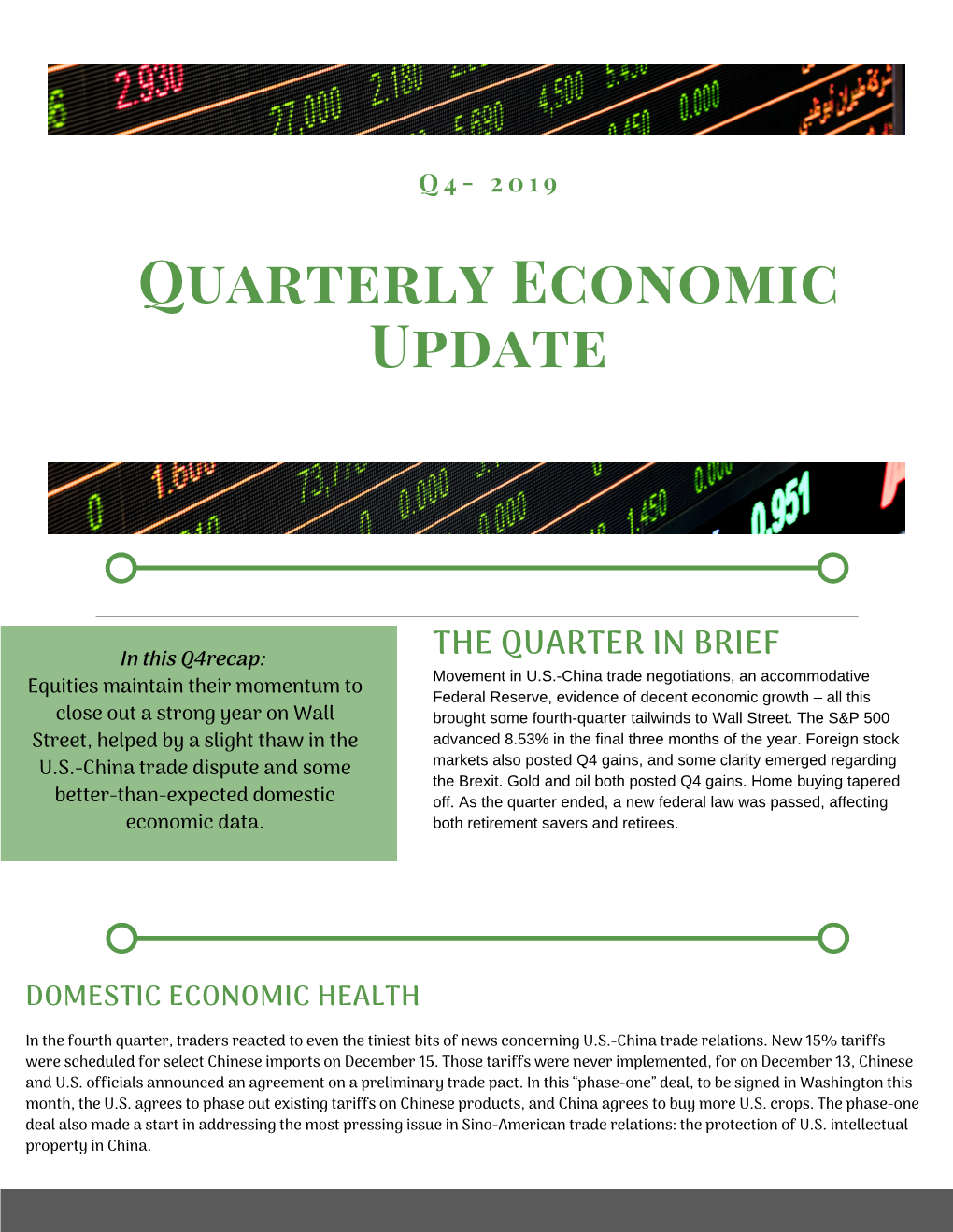 Quarterly Economic Update