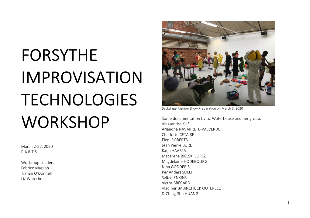 Forsythe Improvisation Technologies Workshop