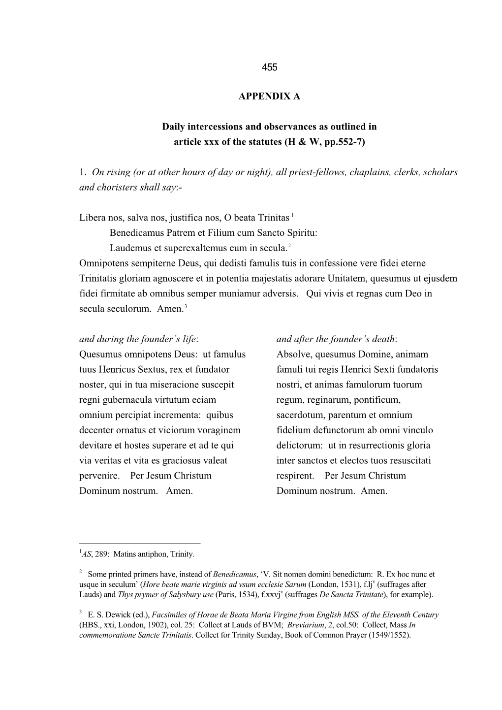 455 APPENDIX a Daily Intercessions and Observances As Outlined in Article Xxx of the Statutes (H & W, Pp.552-7) 1. on Risin