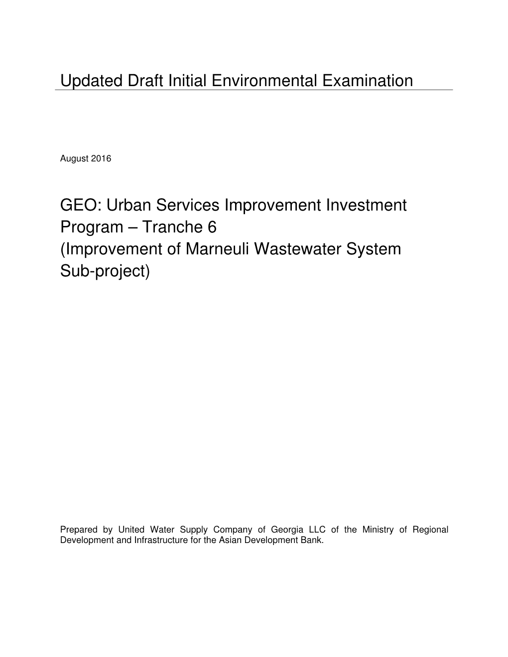Updated Draft Initial Environmental Examination