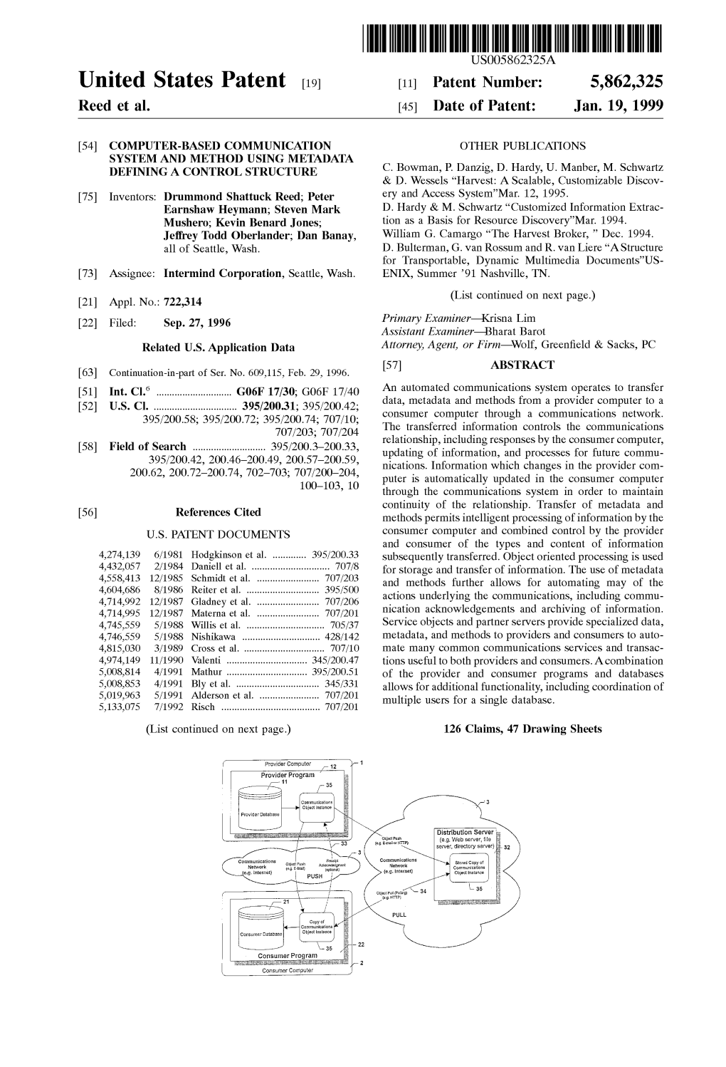 United States Patent (19) 11 Patent Number: 5,862,325 Reed Et Al