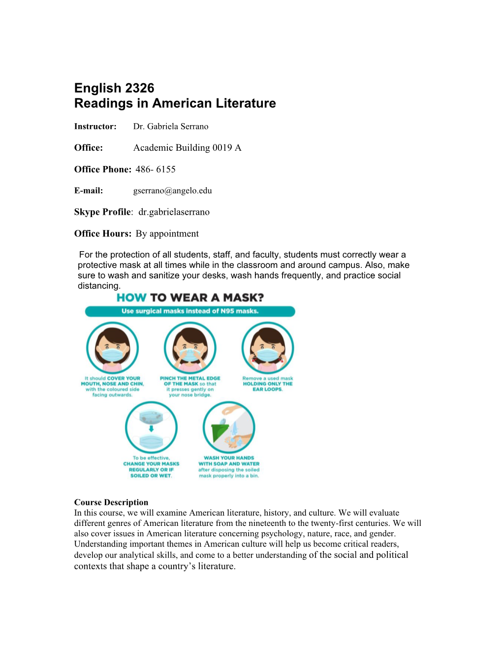English 2326 Readings in American Literature
