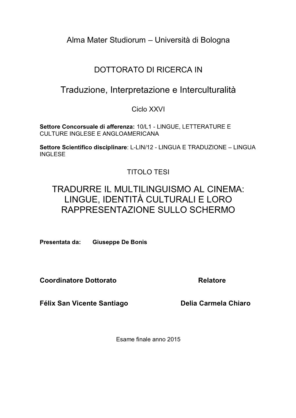 Alma Mater Studiorum – Università Di Bologna