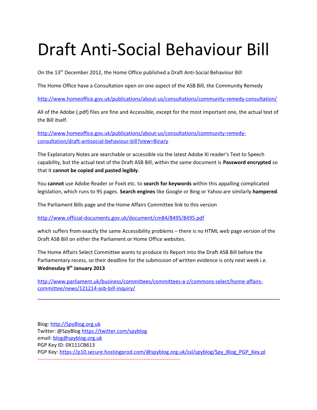 Draft Anti-Social Behaviour Bill