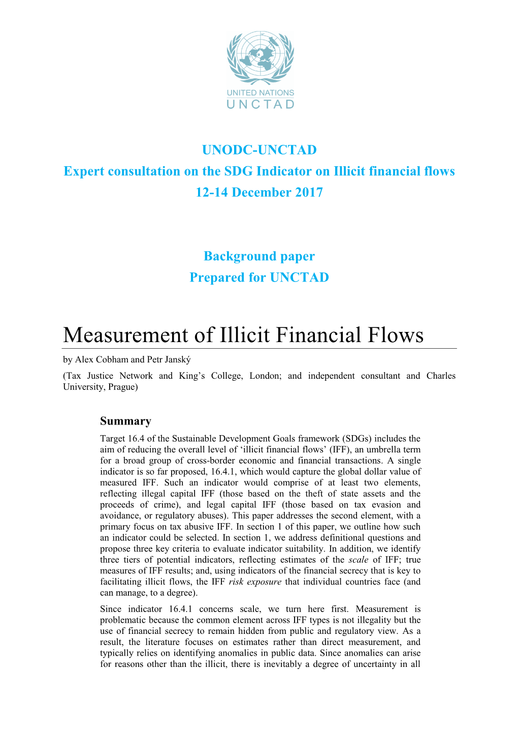 Measurement of Illicit Financial Flows