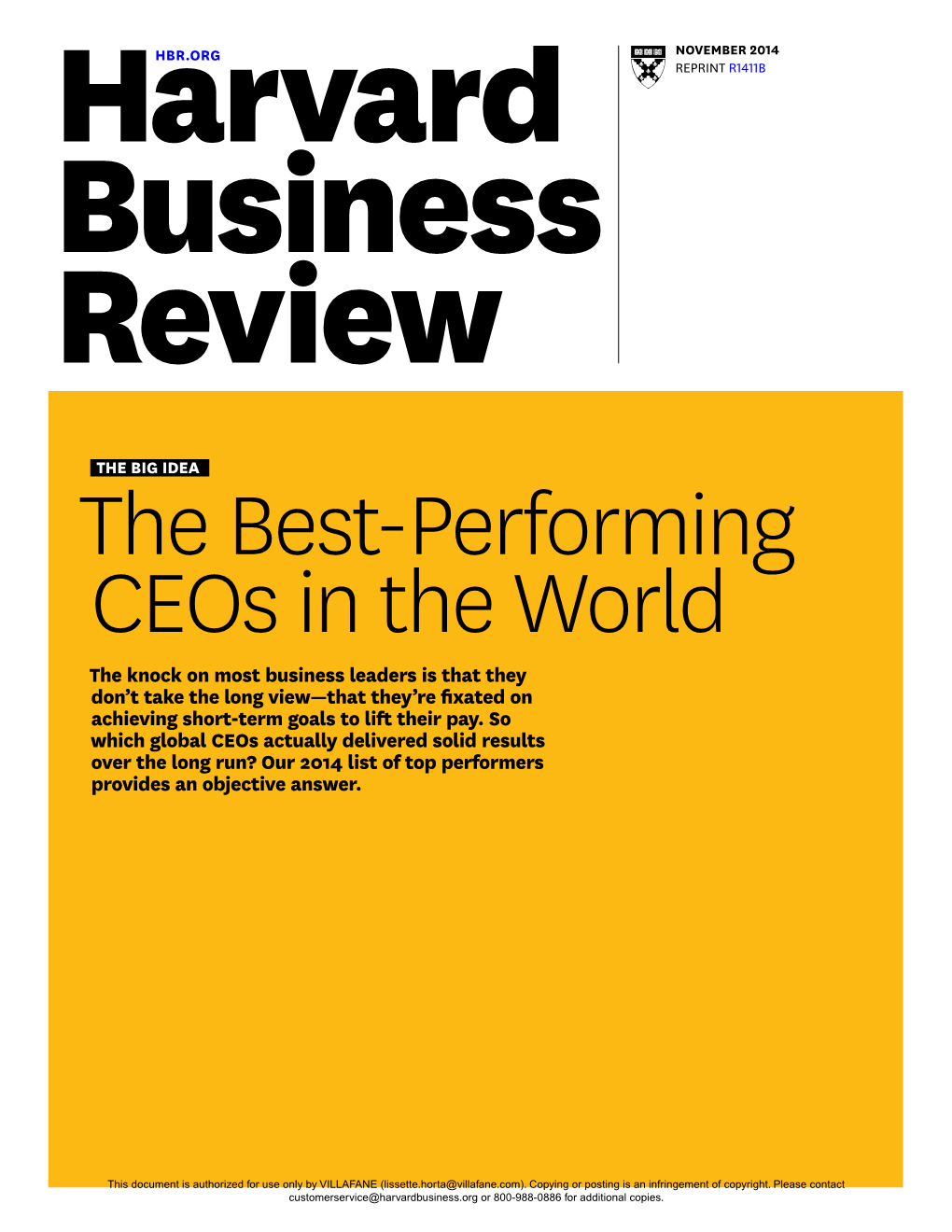 The Best-Performing Ceos in the World