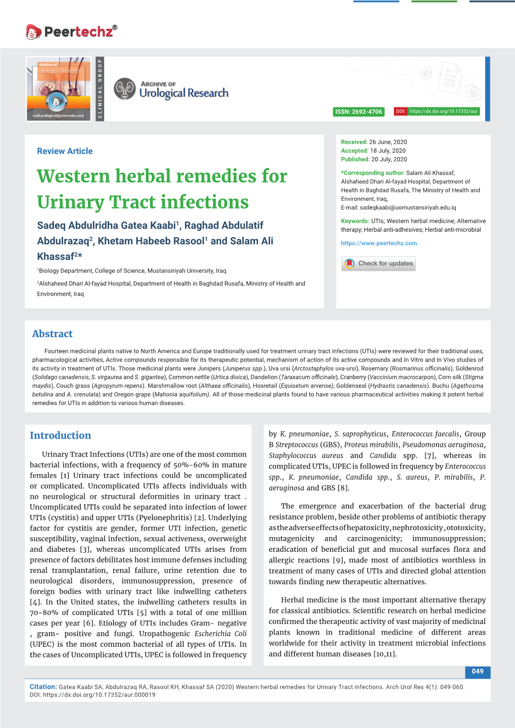 Western Herbal Remedies for Urinary Tract Infections