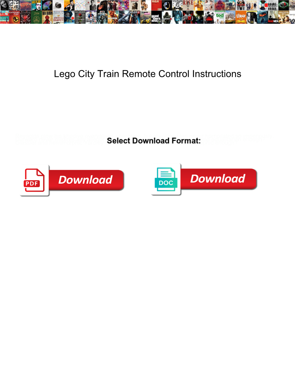 Lego City Train Remote Control Instructions