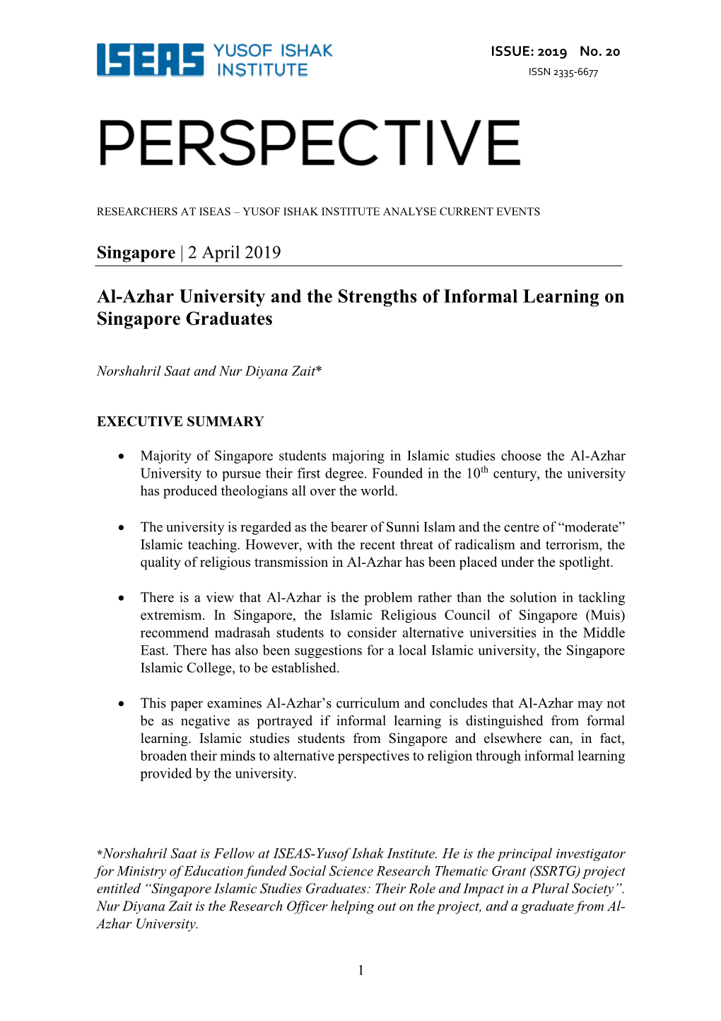 Al-Azhar University and the Strengths of Informal Learning on Singapore Graduates