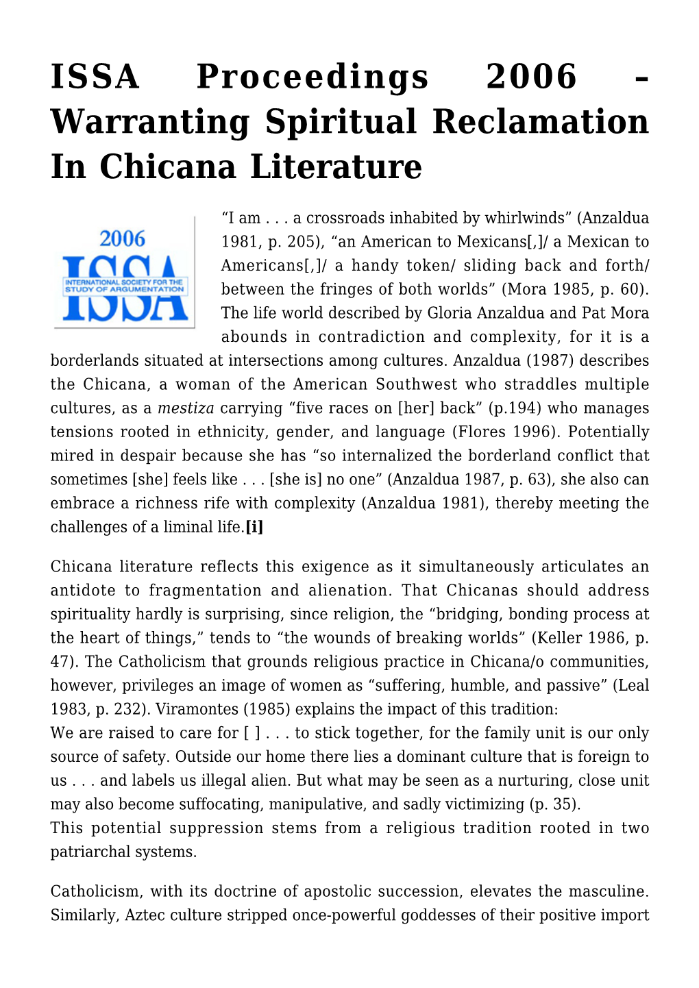 Warranting Spiritual Reclamation in Chicana Literature