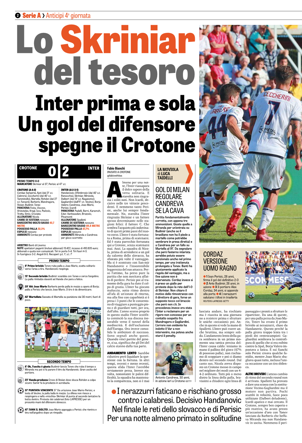 Inter Prima E Sola Un Gol Del Difensore Spegne Il Crotone