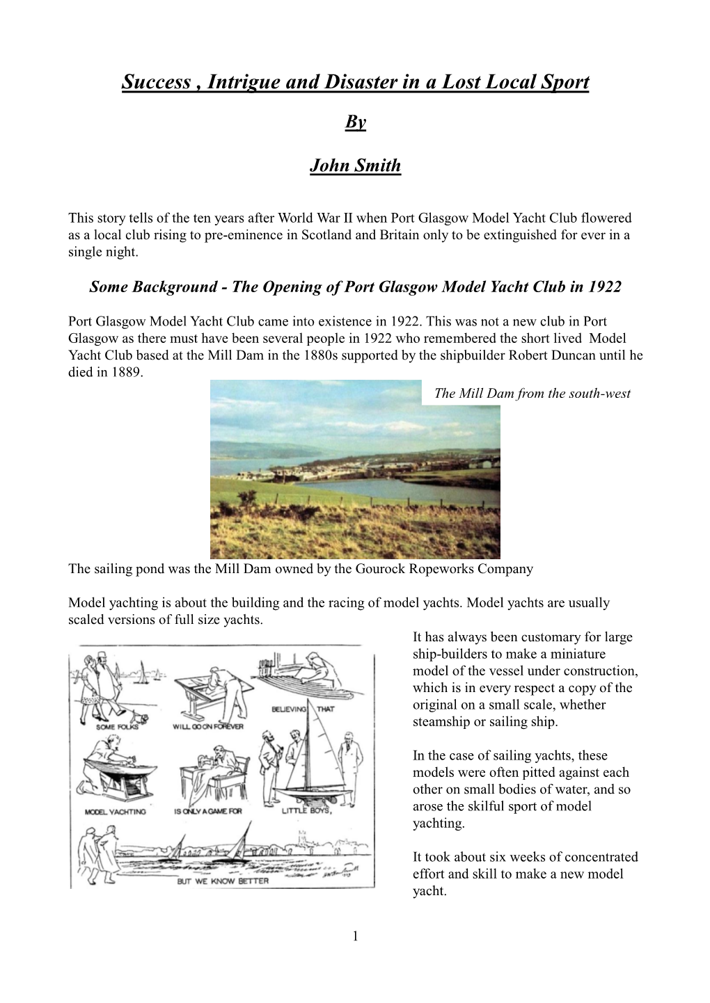 A History of the Port Glasgow Model Yacht Club