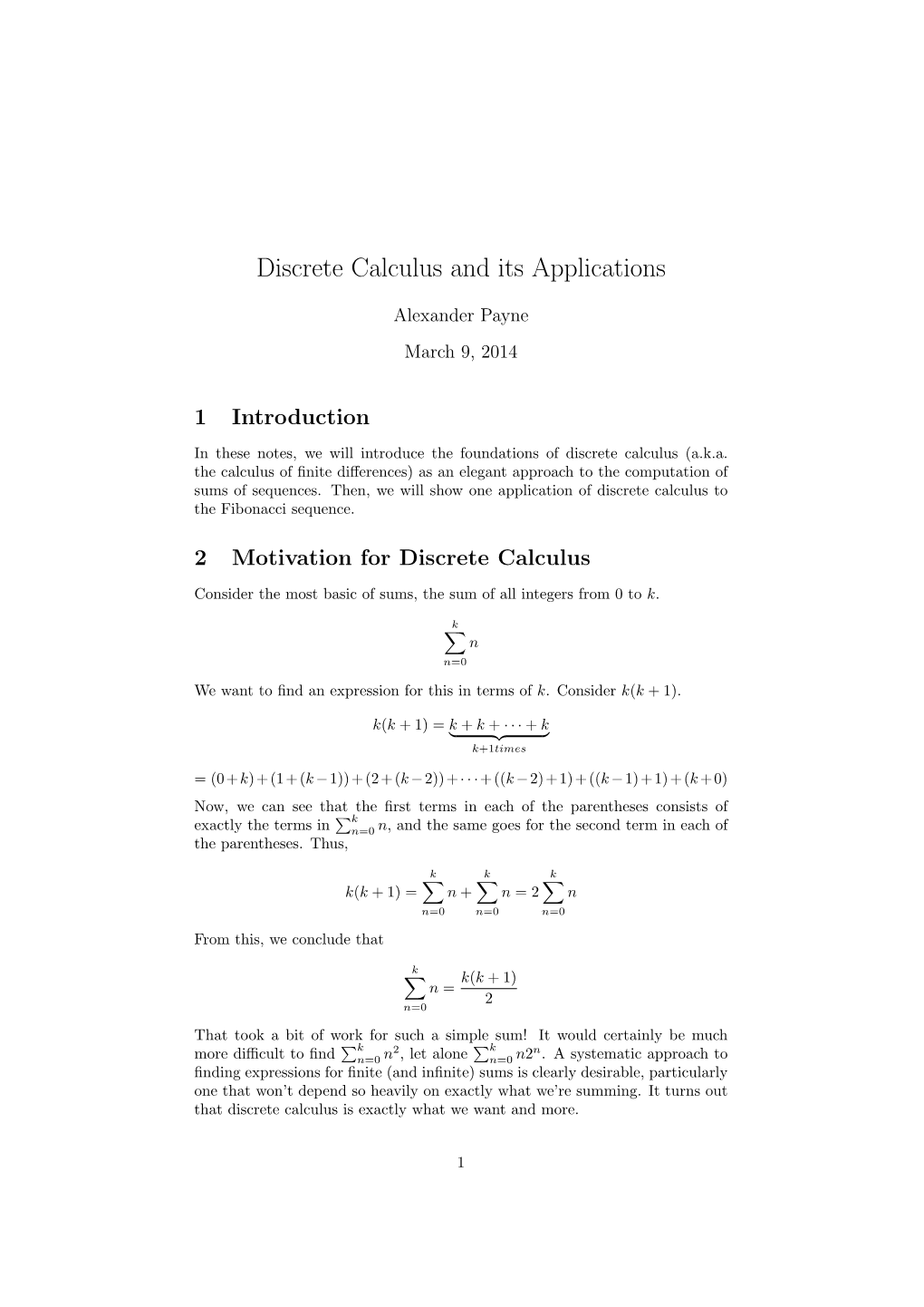 Discrete Calculus and Its Applications