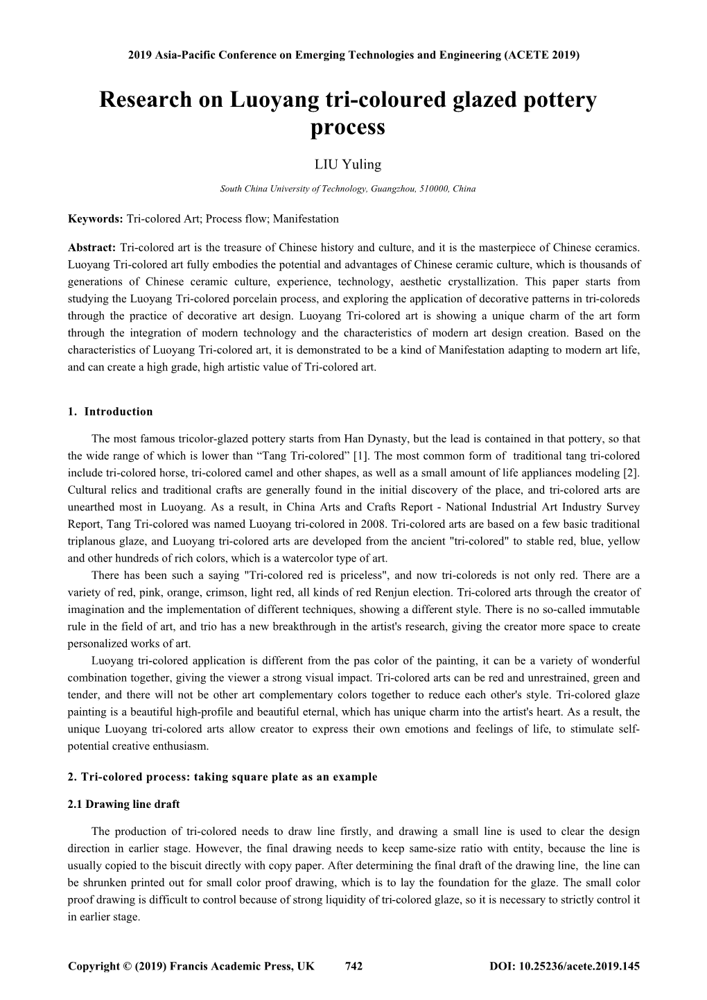 Research on Luoyang Tri-Coloured Glazed Pottery Process