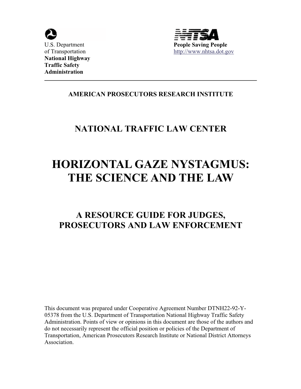 Horizontal Gaze Nystagmus: the Science and the Law – a Resource
