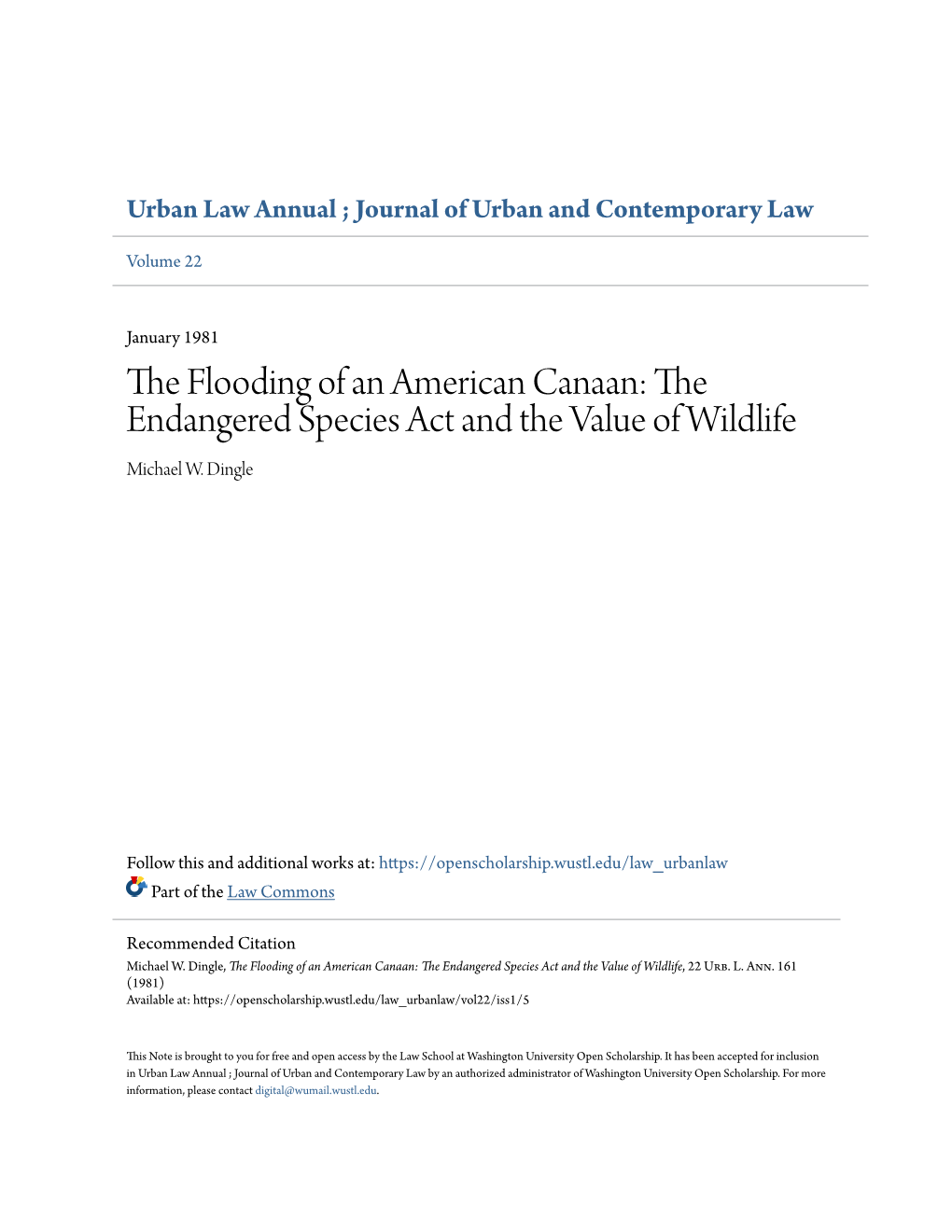 The Endangered Species Act and the Value of Wildlife Michael W