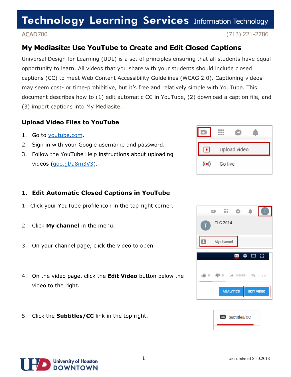 My Mediasite: Use Youtube to Create and Edit Closed Captions