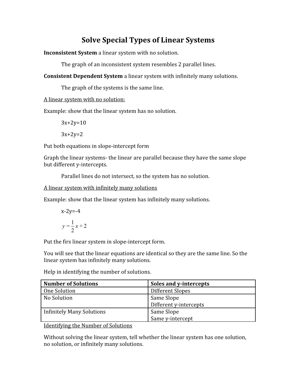 Solve Special Types of Linear Systems