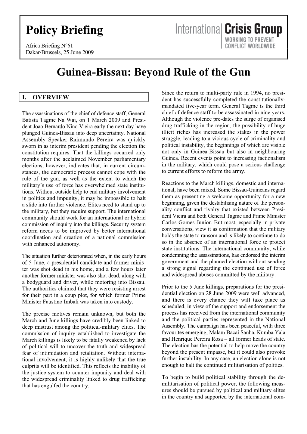 Guinea-Bissau: Beyond Rule of the Gun