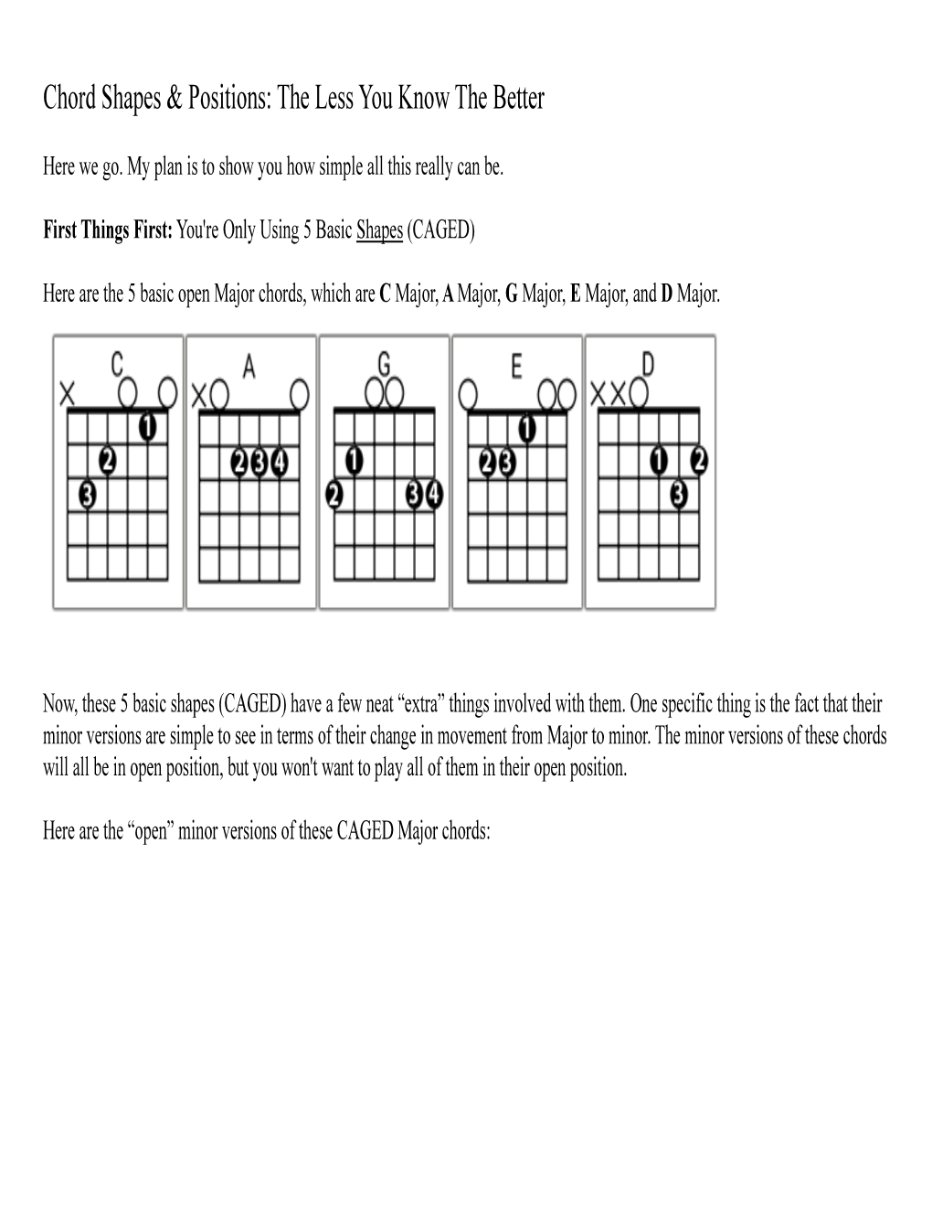 Chord Shapes & Positions