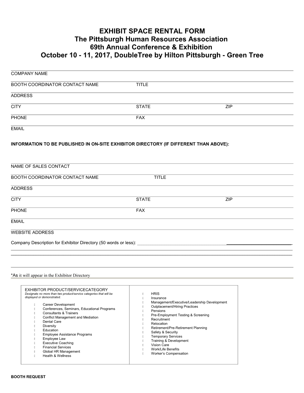 Exhibit Space Rental Form