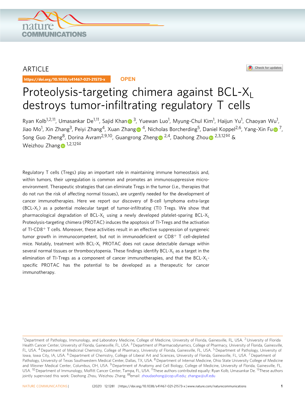 Proteolysis-Targeting Chimera Against BCL-XL Destroys Tumor-Infiltrating