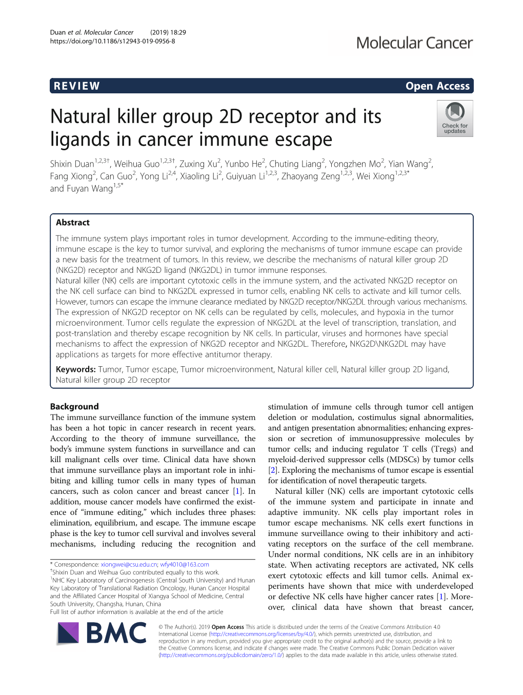 Natural Killer Group 2D Receptor and Its Ligands in Cancer Immune Escape