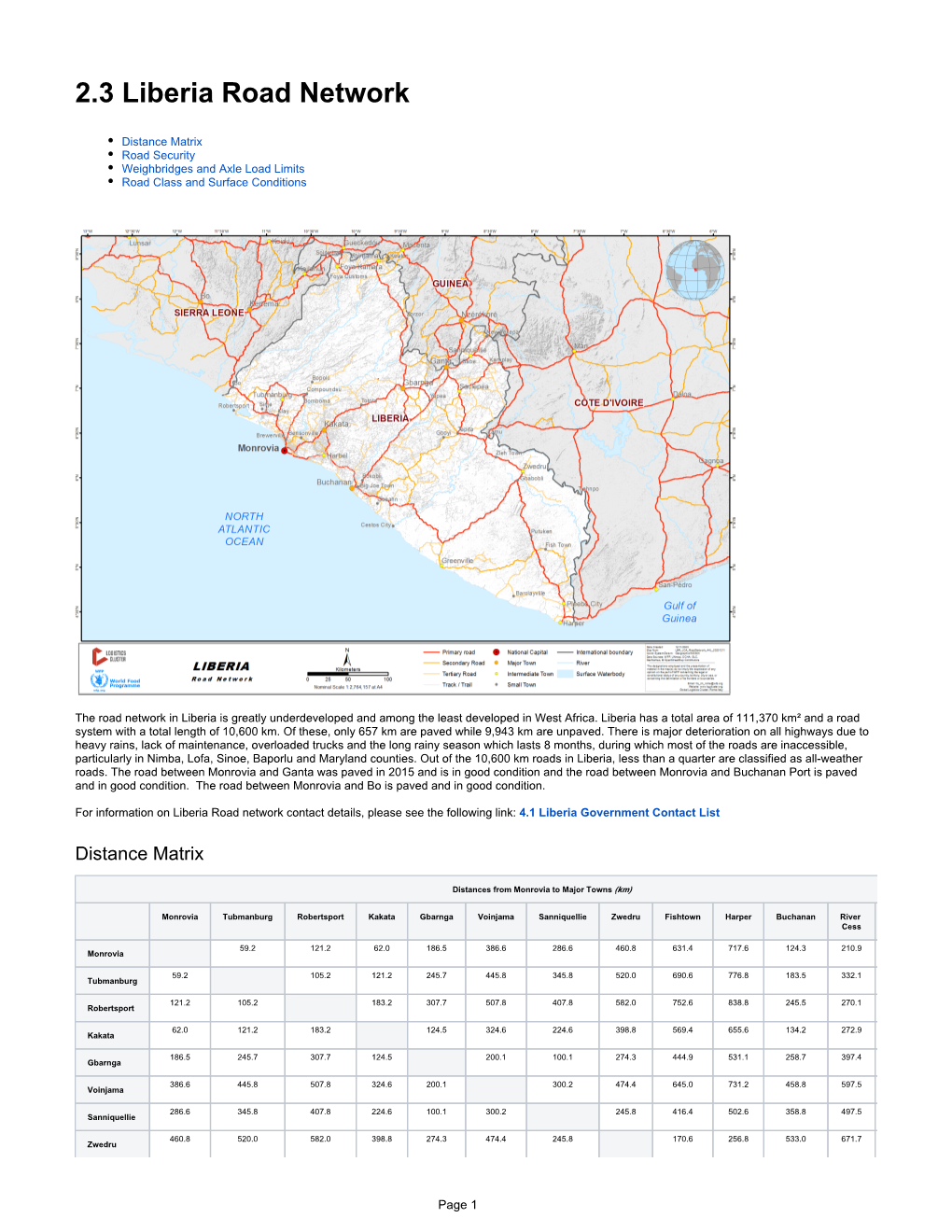 2.3 Liberia Road Network