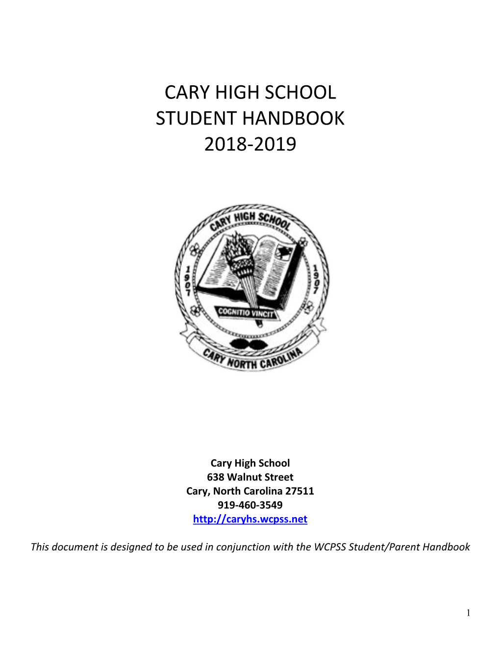 Cary High School Student Handbook 2018-2019