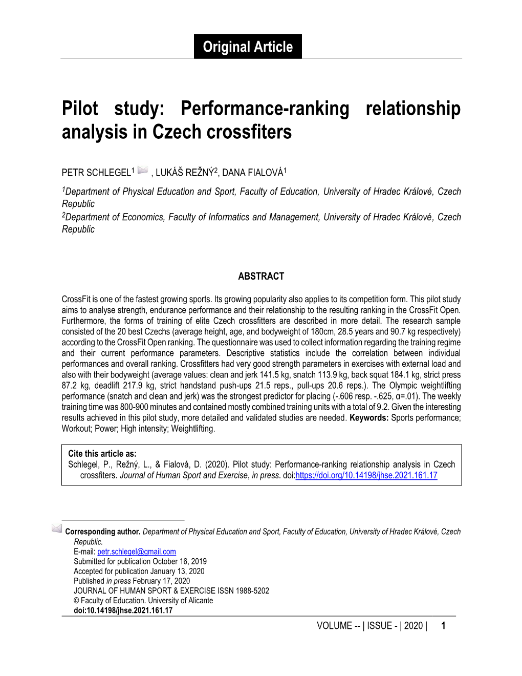 Performance-Ranking Relationship Analysis in Czech Crossfiters