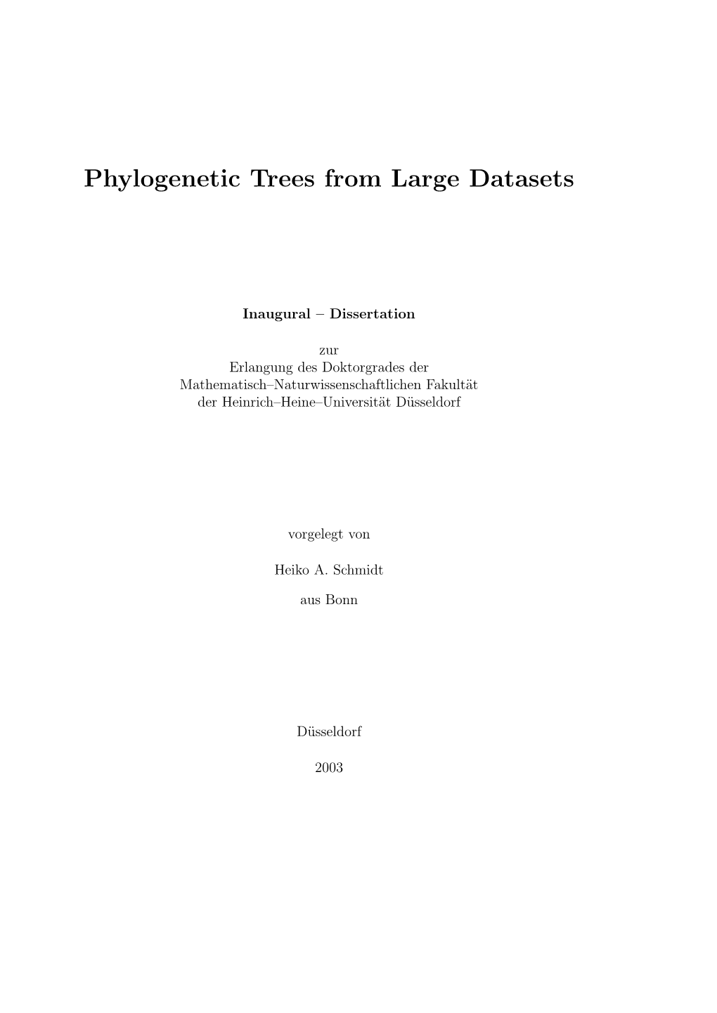 Phylogenetic Trees from Large Datasets