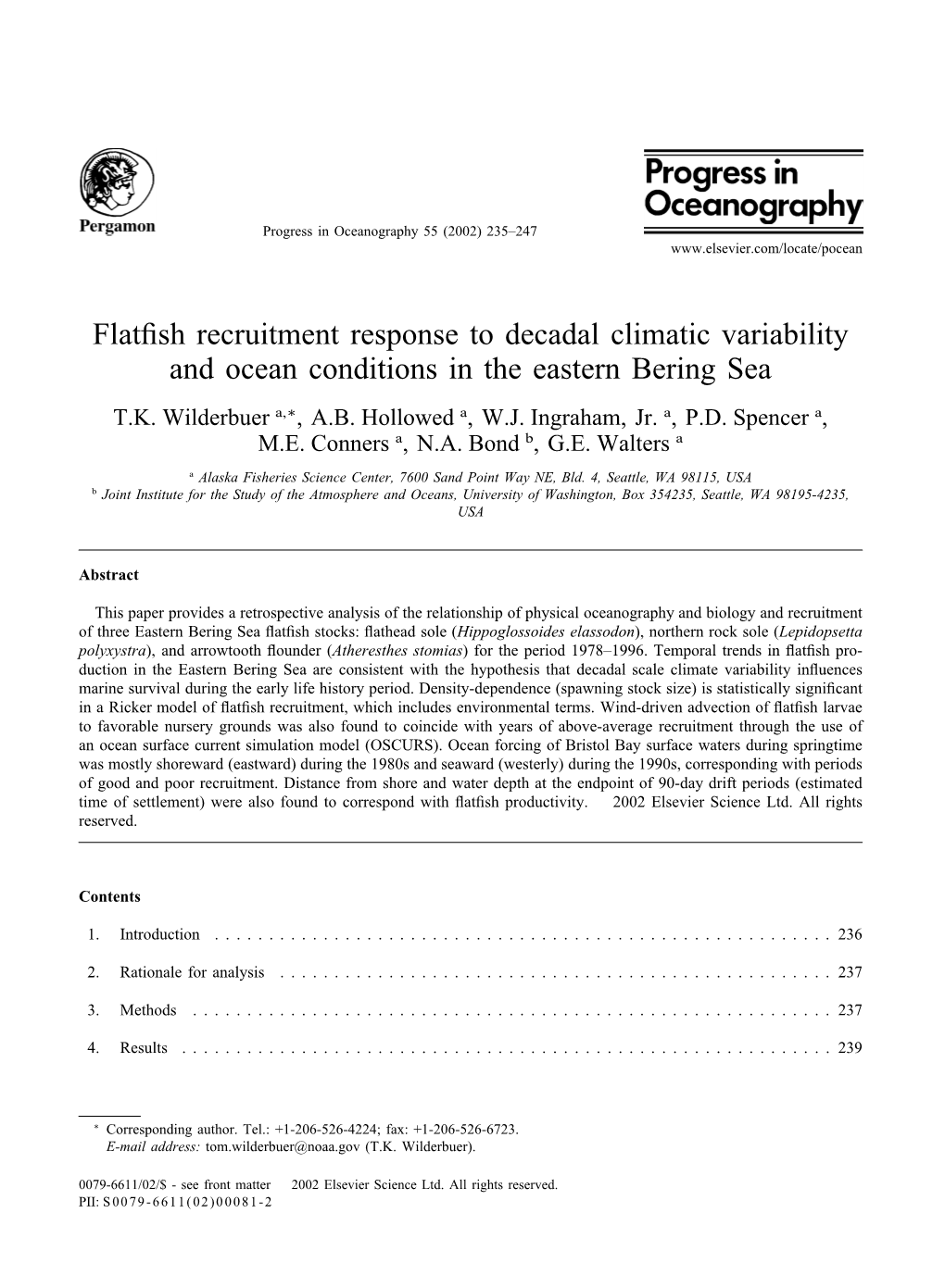 Flatfish Recruitment Response to Decadal Climatic Variability And