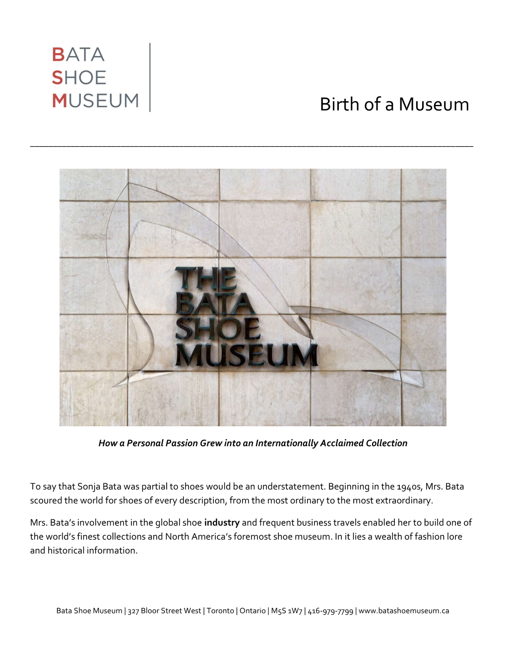 Birth of a Museum