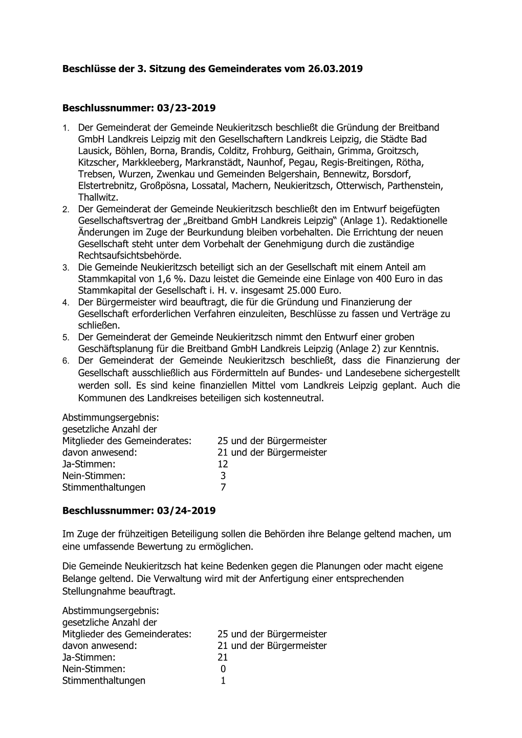 03/23-2019 1. Der Gemeinderat Der Gemeinde Neukieri