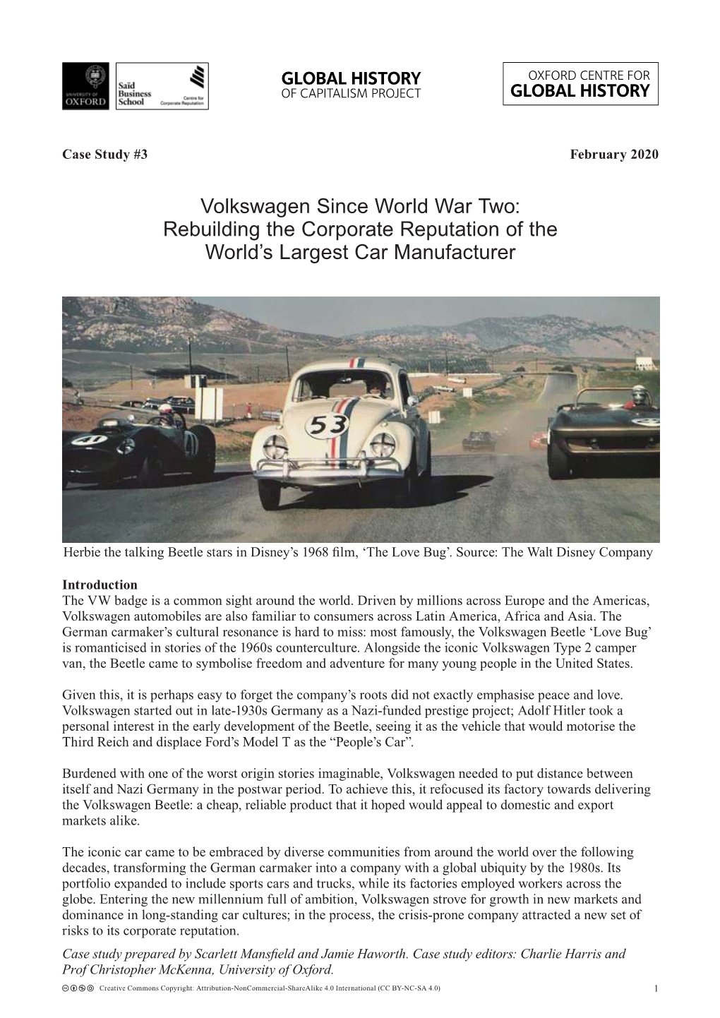 Volkswagen Since World War Two: Rebuilding the Corporate Reputation of the World’S Largest Car Manufacturer