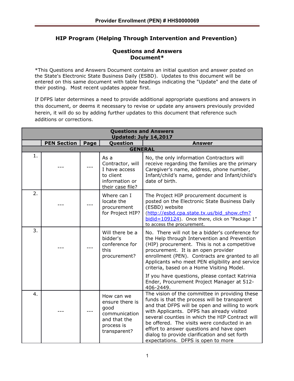 Provider Enrollment (PEN) # HHS0000069