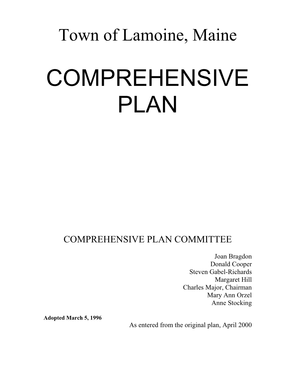 Lamoine's Comprehensive Plan