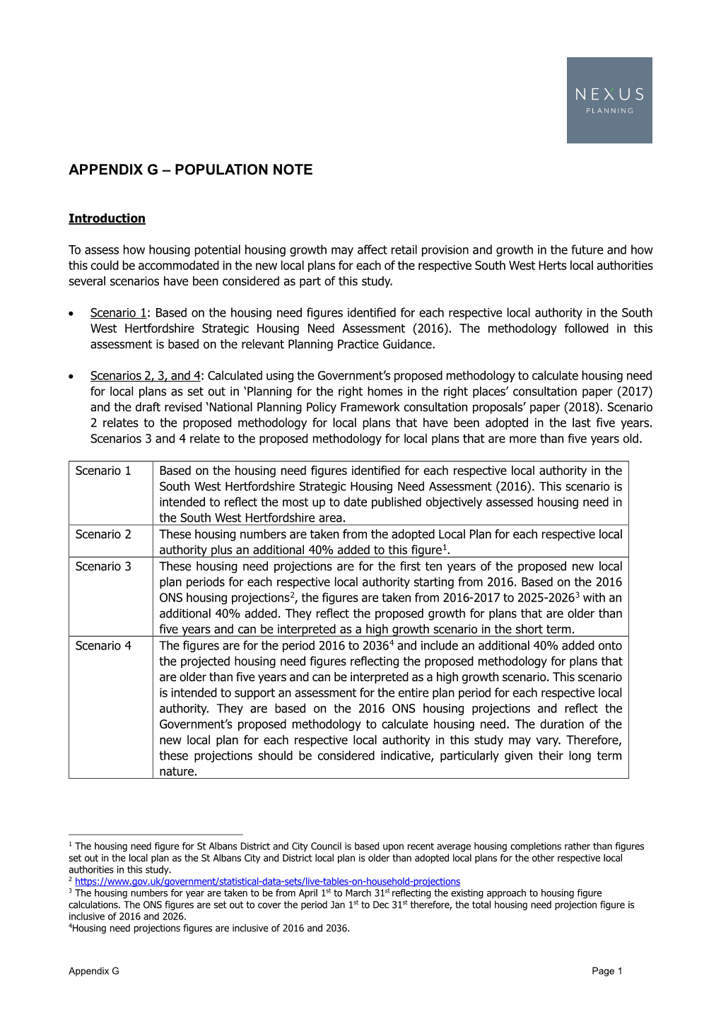 Appendix G – Population Note